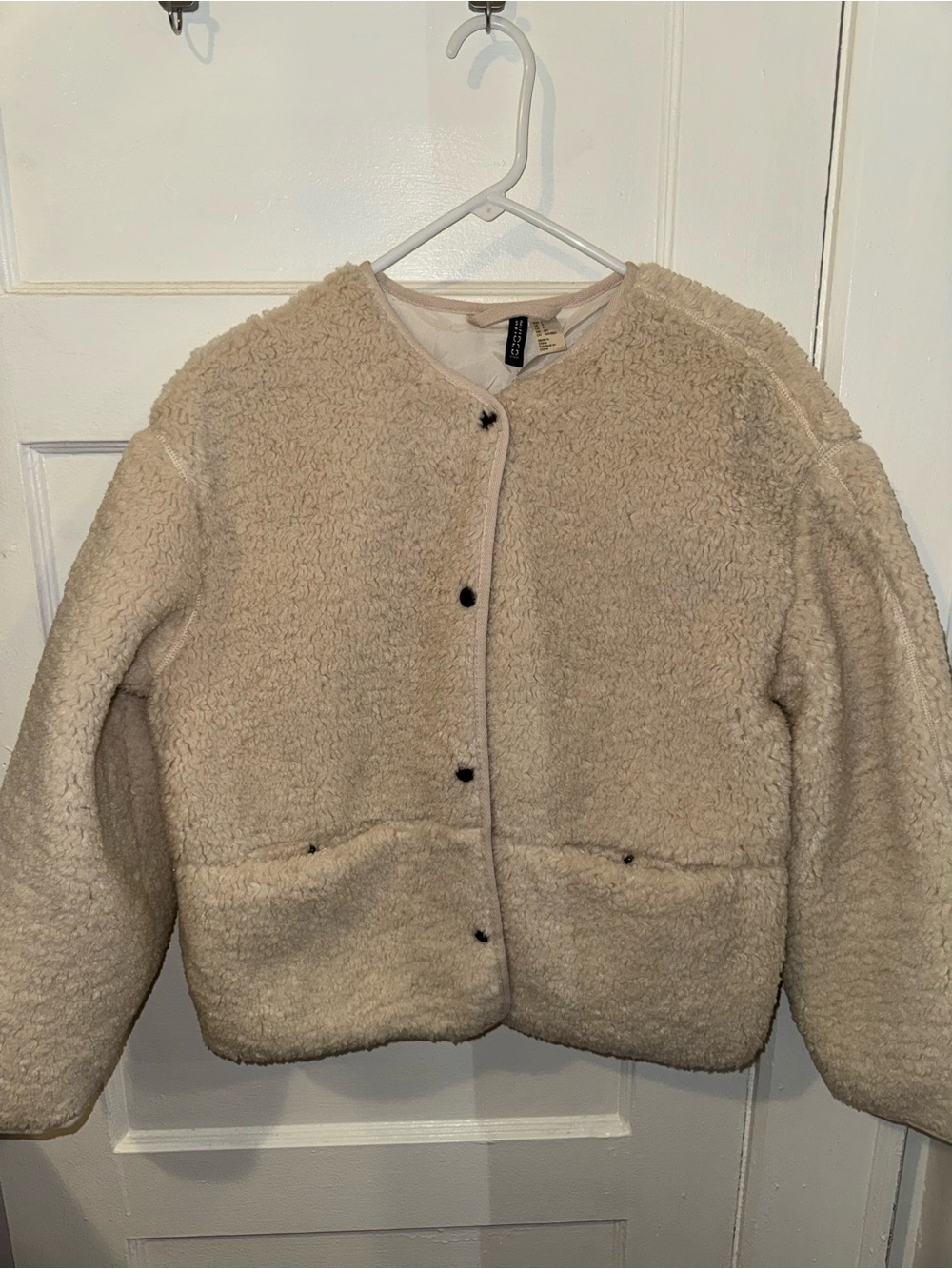 H&M Cream Teddy Sherpa Button Jacket